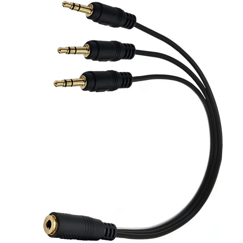 3.5mm (1/8") TRS Female to 3 x 3.5mm (1/8") Stereo Jack Male Stereo Audio AUX Splitter Cable