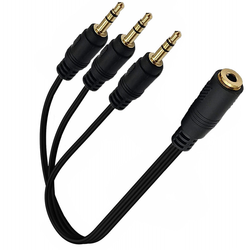 3.5mm (1/8") TRS Female to 3 x 3.5mm (1/8") Stereo Jack Male Stereo Audio AUX Splitter Cable