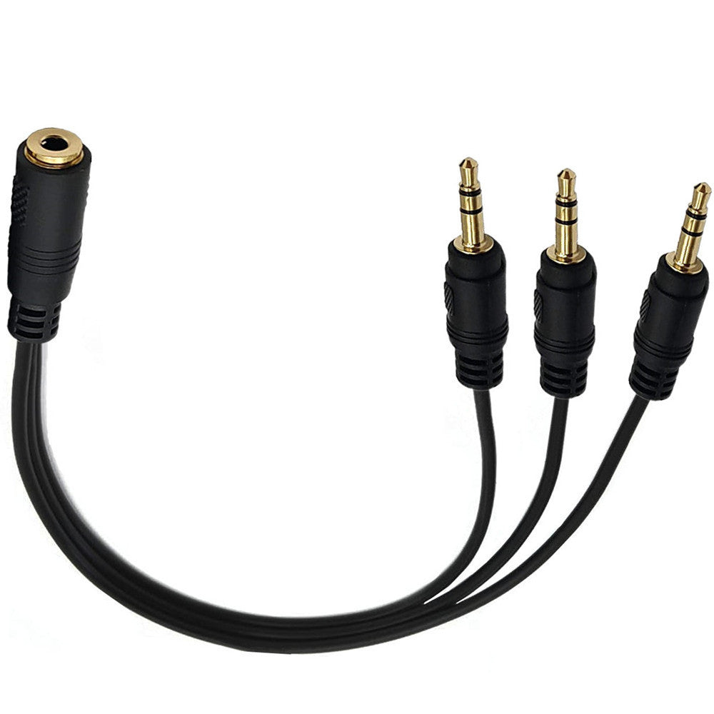 3.5mm (1/8") TRS Female to 3 x 3.5mm (1/8") Stereo Jack Male Stereo Audio AUX Splitter Cable