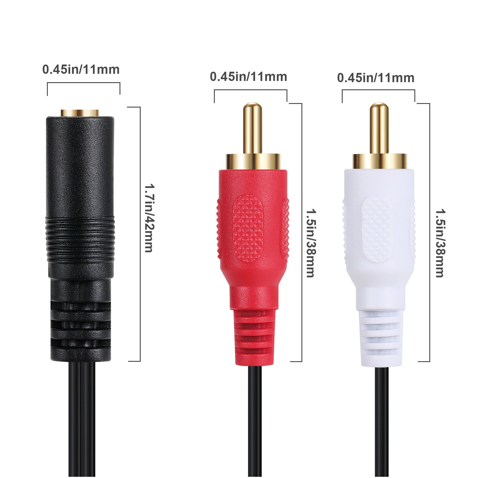 3.5mm Aux Jack Female to 2 RCA Male Audio Splitter Cable