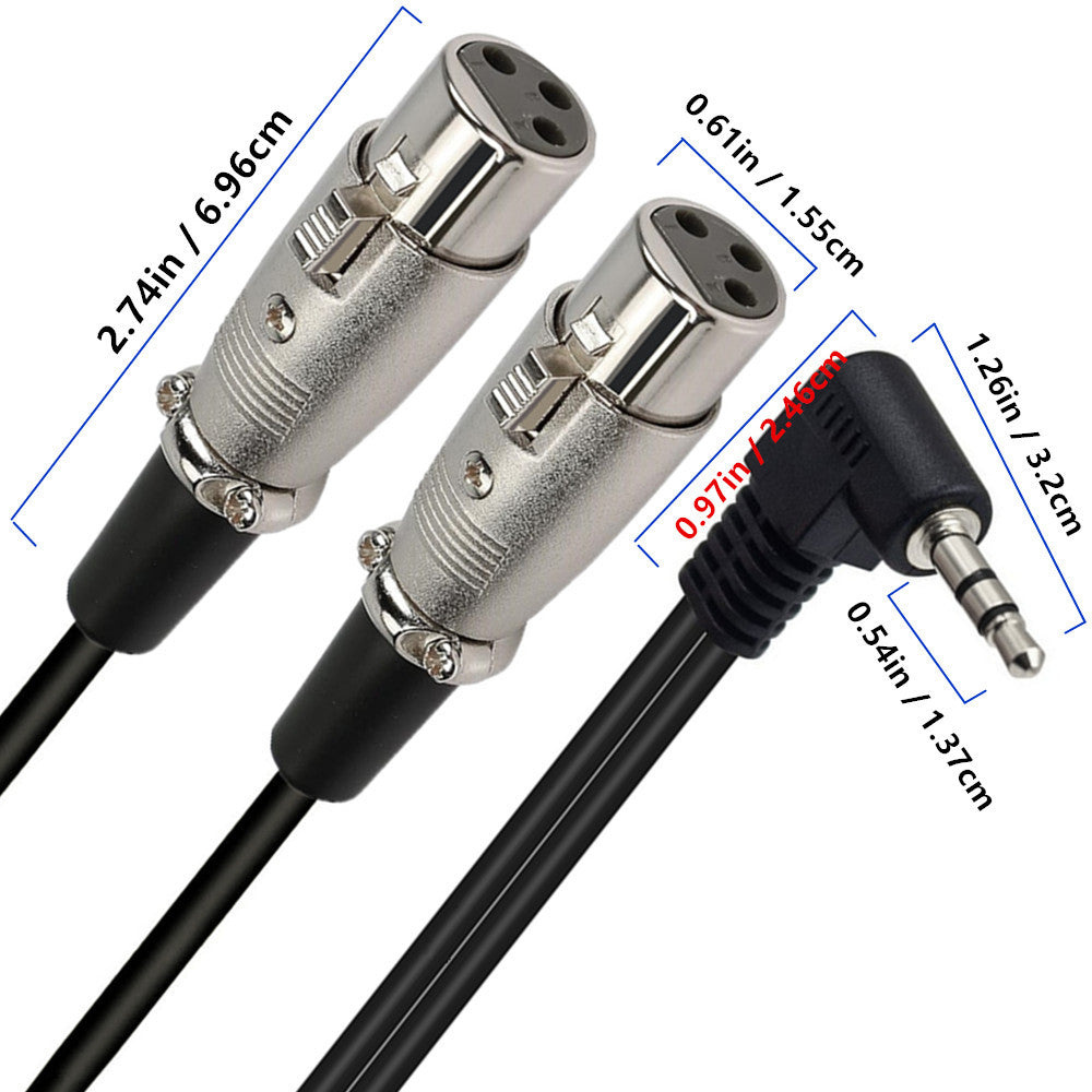 3.5mm TRS 1/8 Inch Male to 2 XLR Female Unbalanced Audio Cable Y Splitter