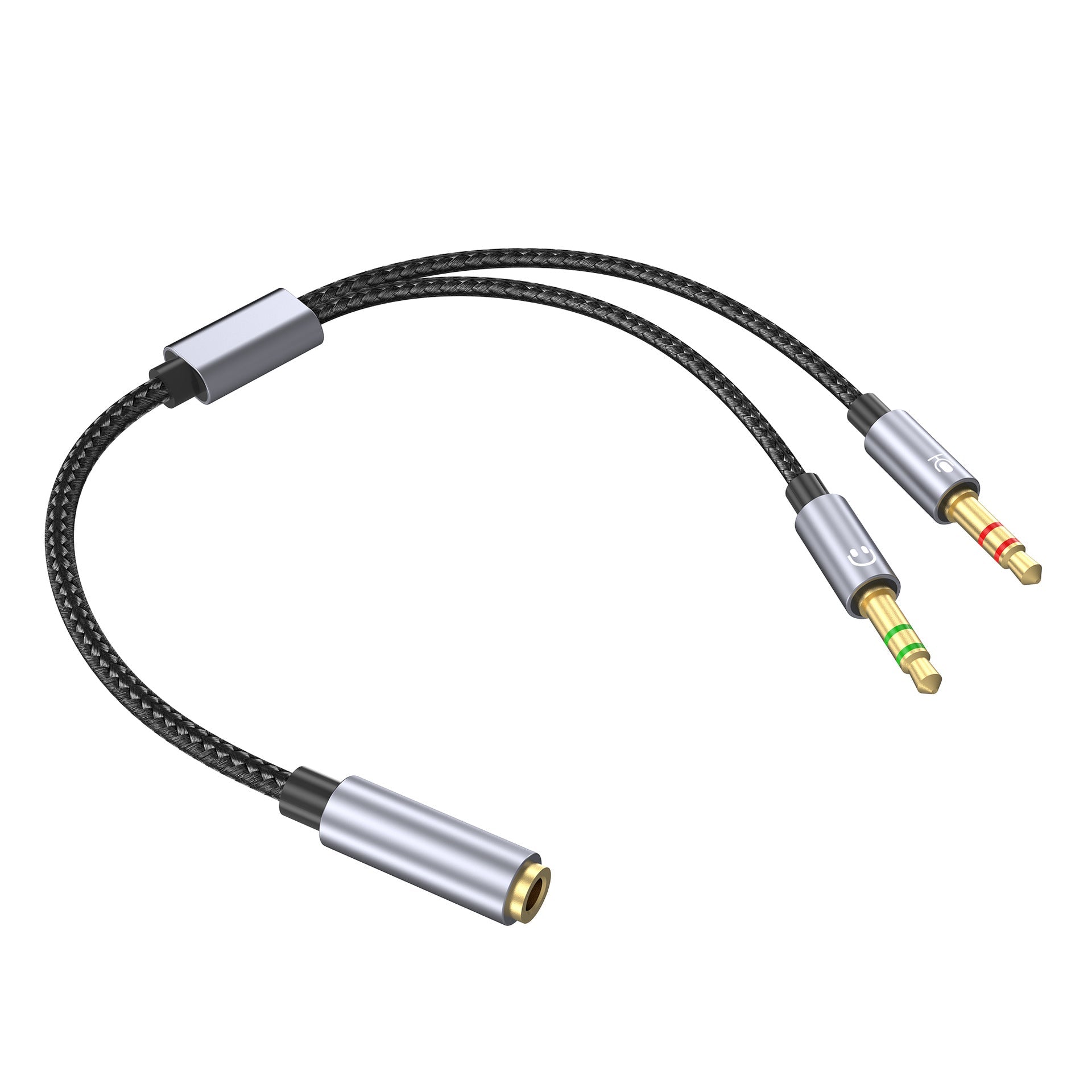 3.5mm headphone and microphone splitter cable female to dual male braided adapter