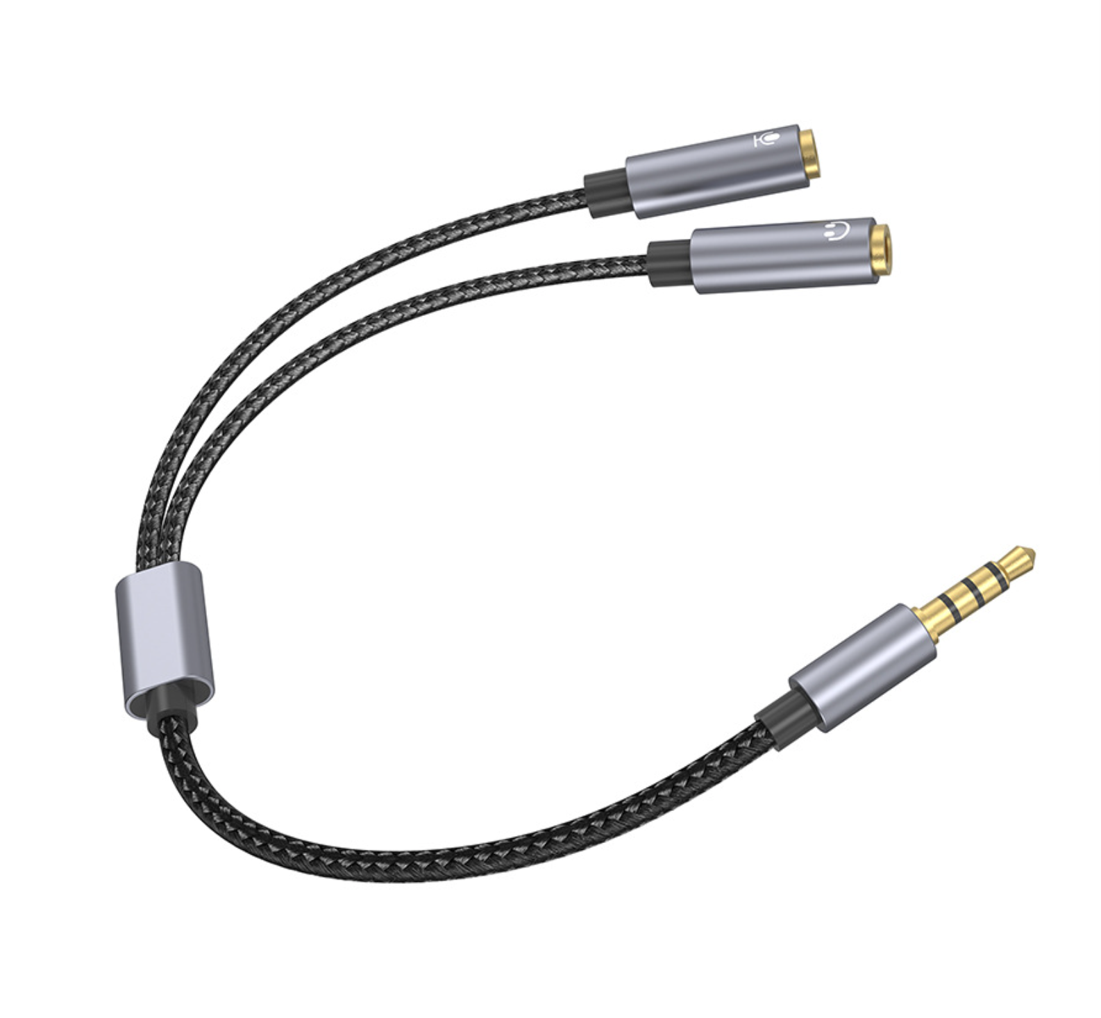 3.5mm male to dual female audio splitter for headset and microphone
