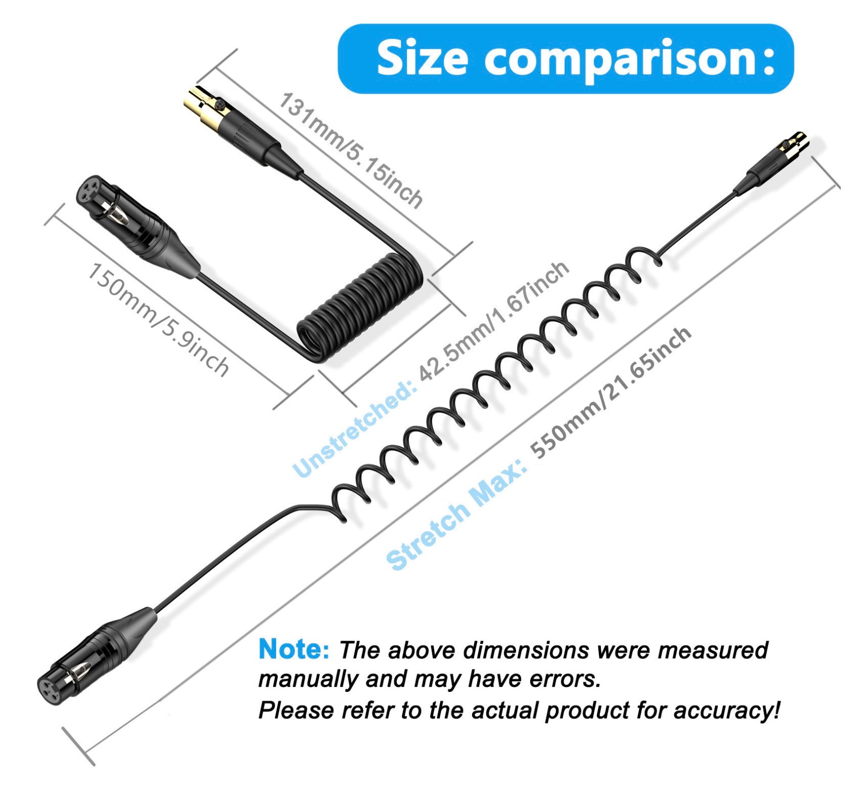 XLR to mini XLR extension cable for professional audio