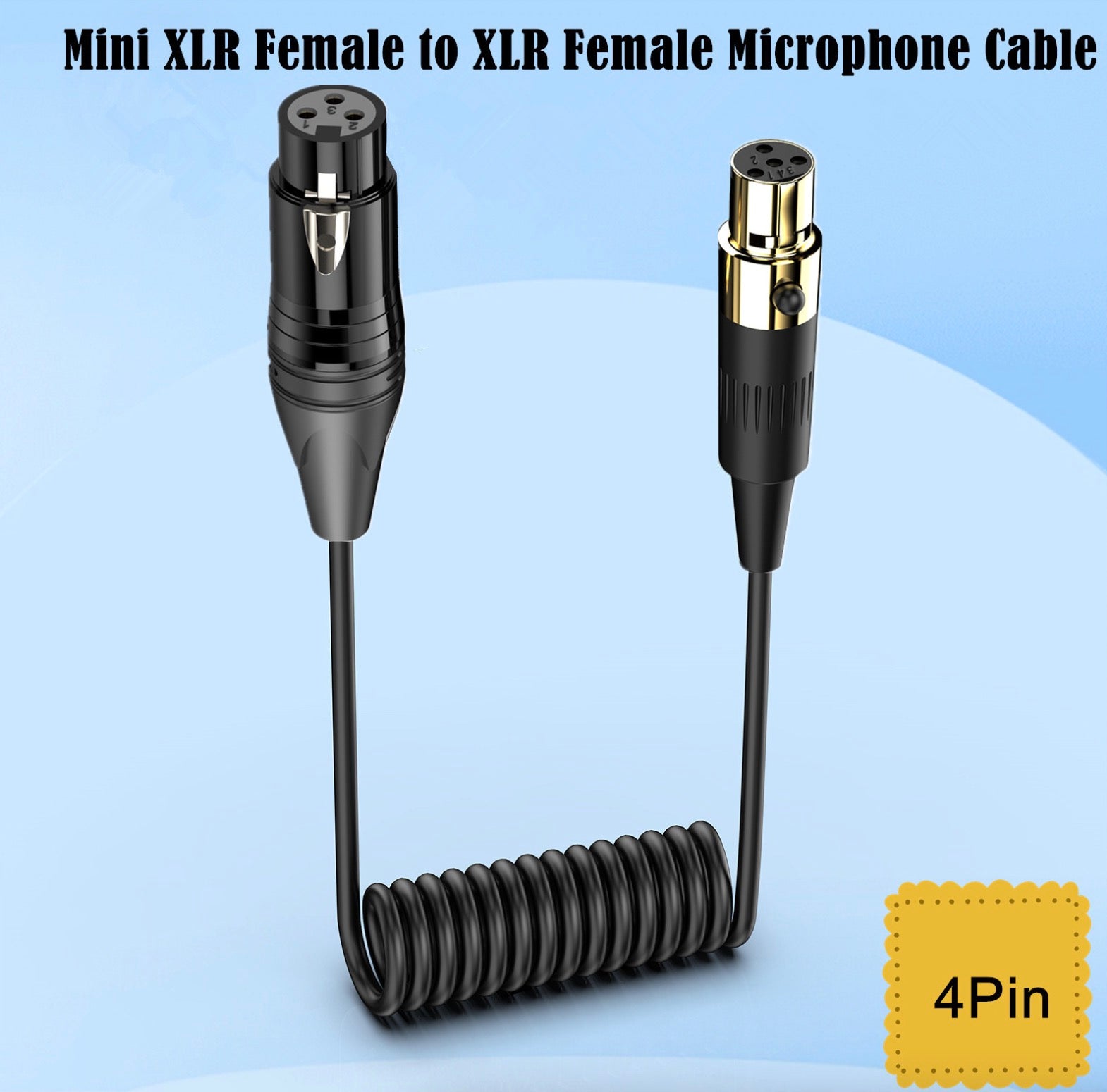 3 pin XLR female to 4 pin mini XLR female microphone cable