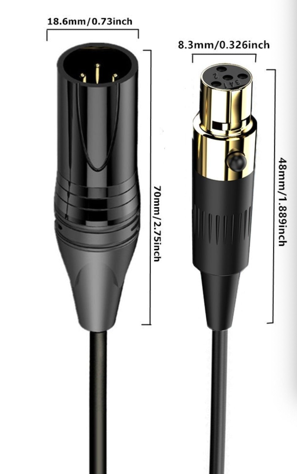 XLR to mini XLR audio extension cable