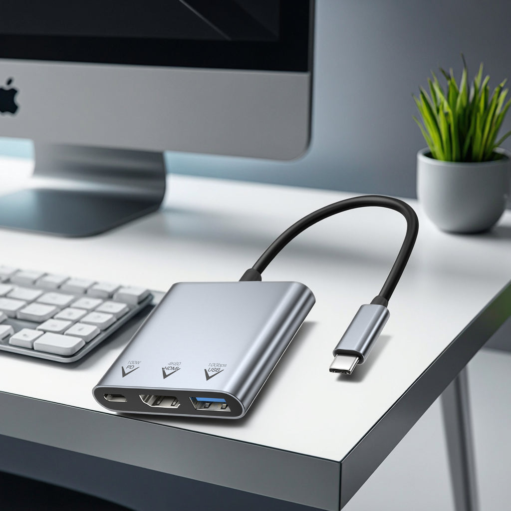 Hub 3 In 1 USB-C 3-in-1 Hub Adapter – HDMI + USB + PD 100W