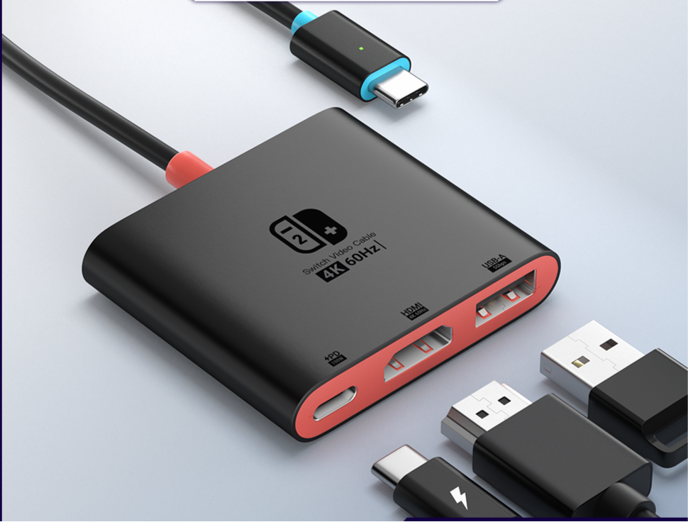 3-in-1 Switch Docking Station – 4K 60Hz UHD Screen Mirroring & Multi-Function Charging Adapter for Nintendo Switch 2 / TV