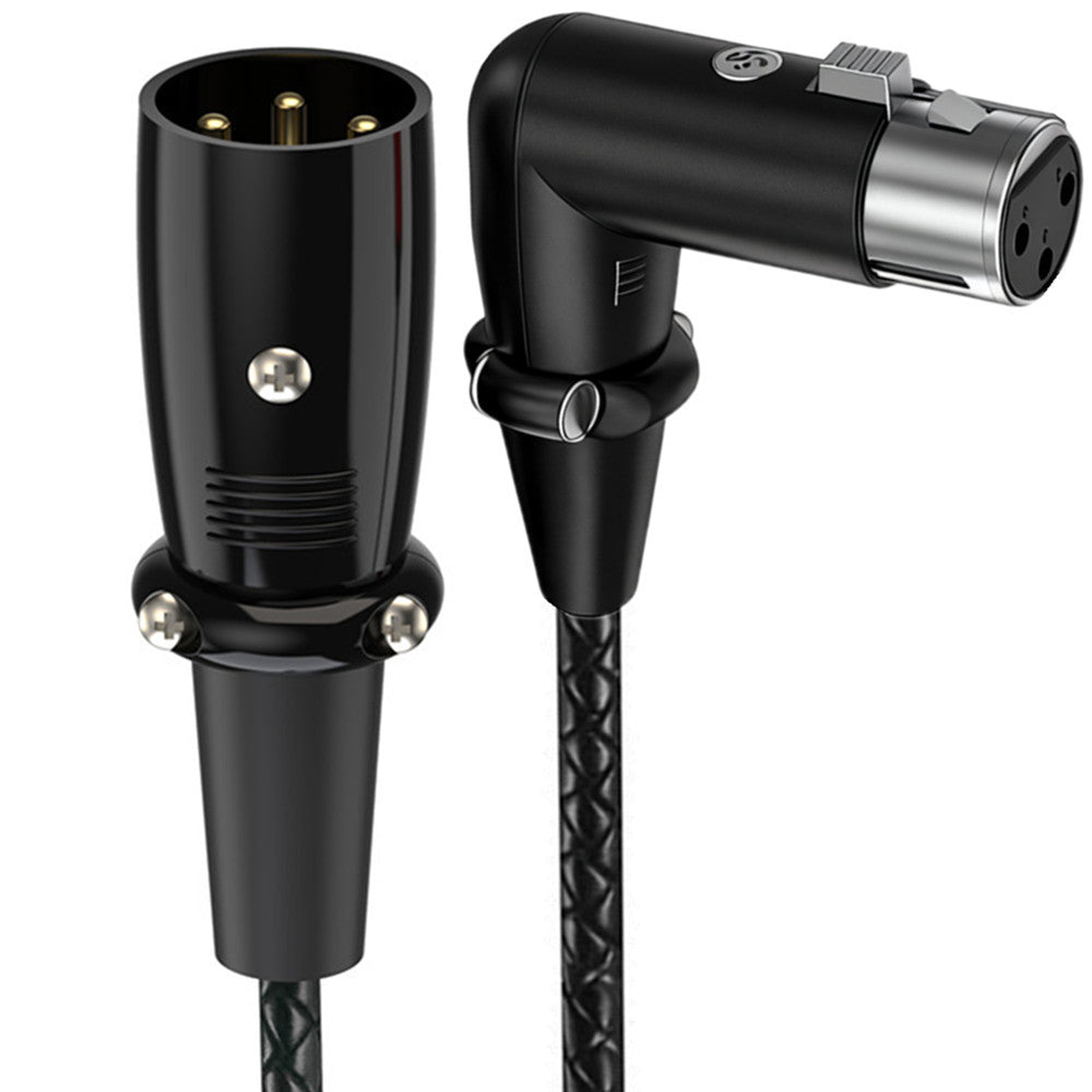 3-pin XLR male to female microphone cable with braided jacket and metal locking connectors