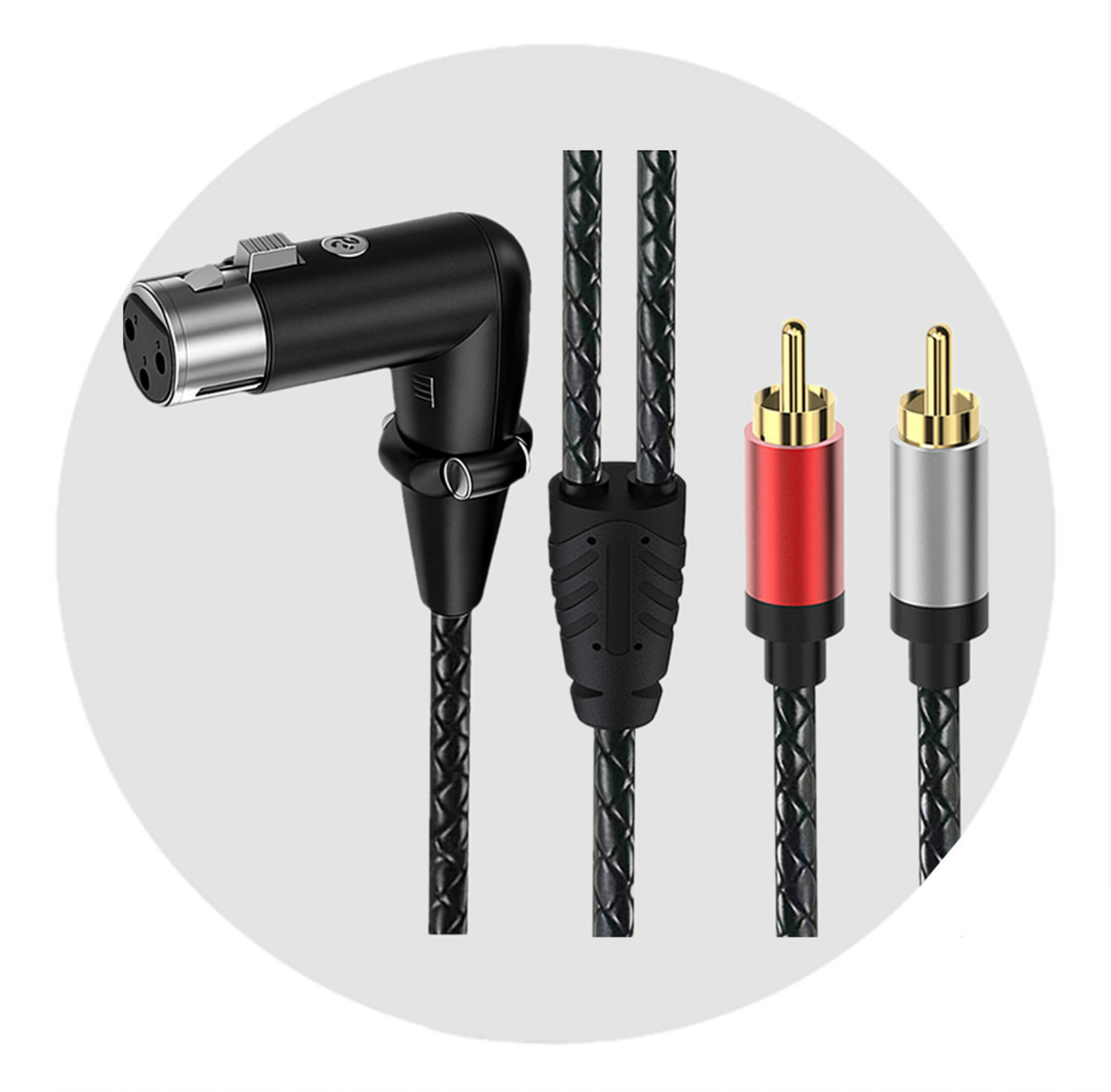 XLR Angled Female to Dual RCA Male Y Splitter Cable – 3 Pin XLR to 2 RCA Stereo Audio Adapter