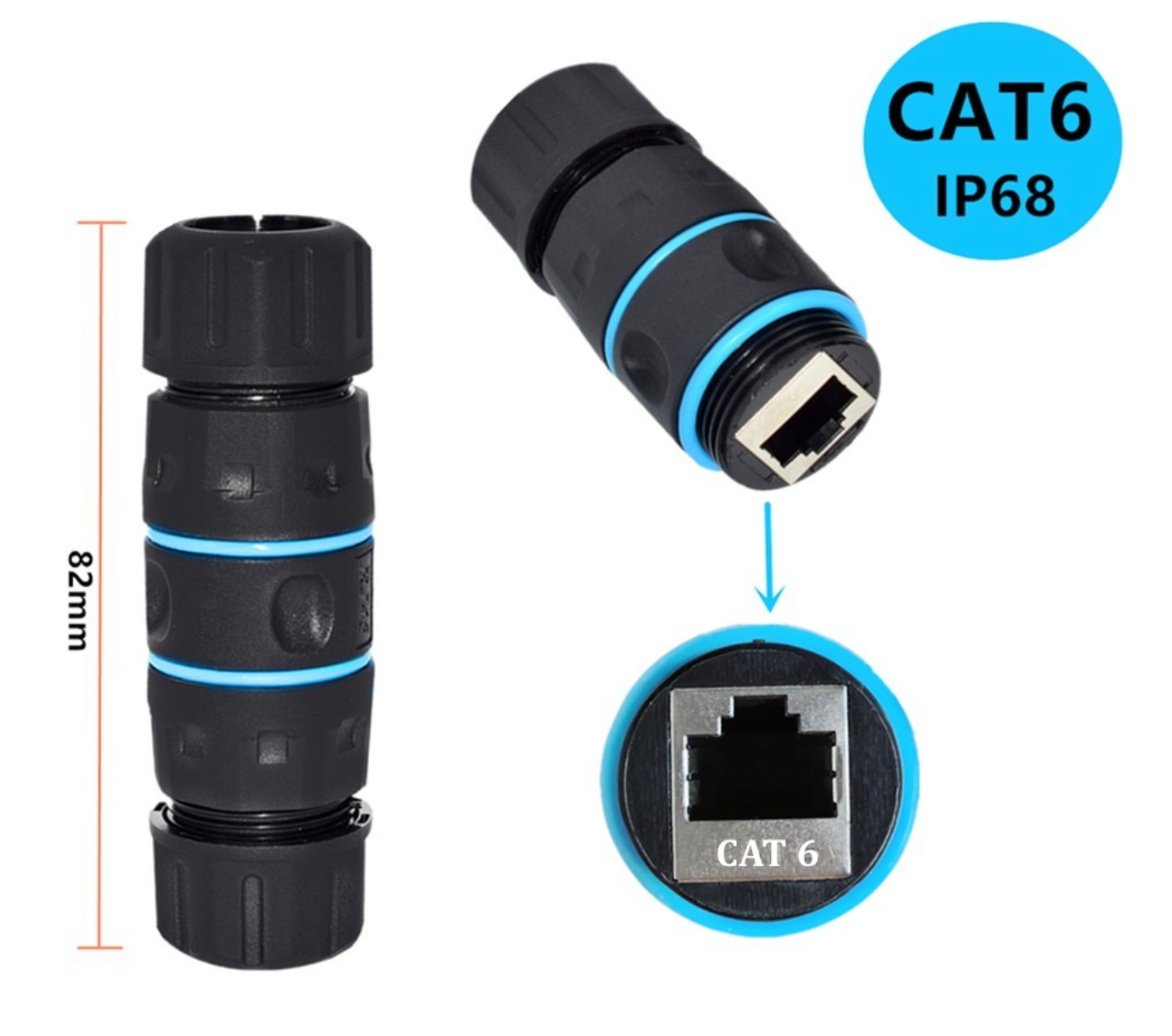 RJ45 Waterproof Coupler Connector, IP68 Shielded STP Cat5/5e/6 Ethernet LAN Cable Adapter (Outdoor Double-Head)