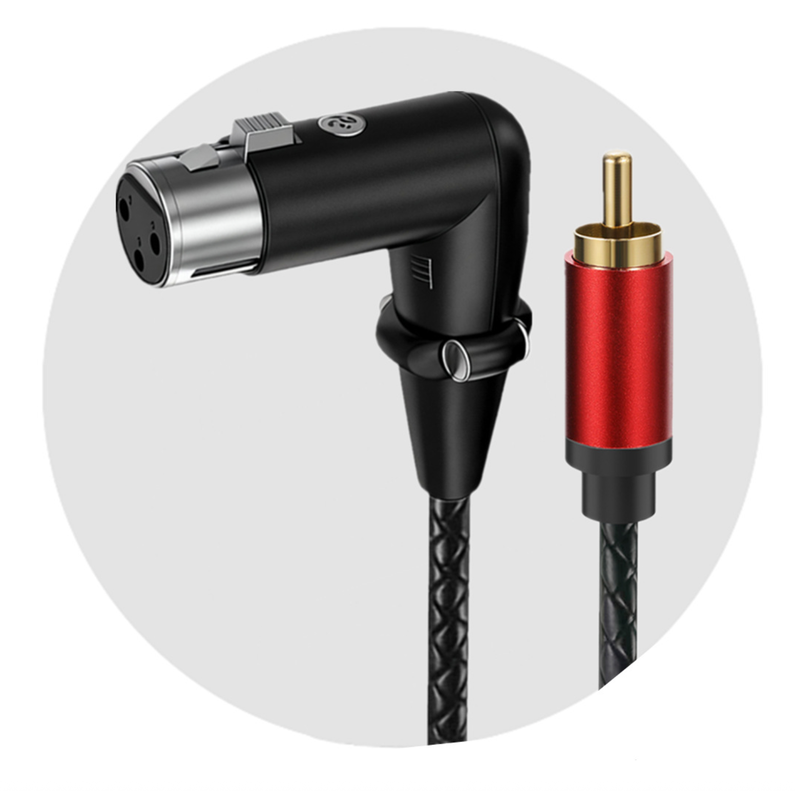 RCA Male to 3 Pin XLR Angled Female Audio Cable – Stereo Adapter Connector for Microphone, Mixer & Pro Audio