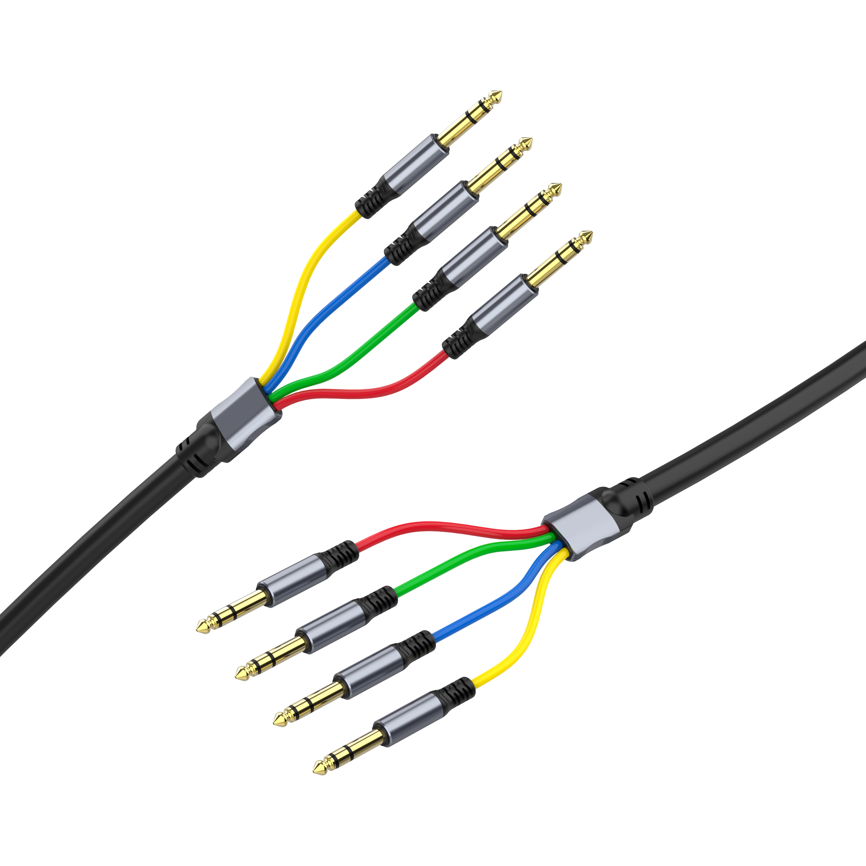 4 x 6.35mm Multicore Audio Cable, 1/4" Male to 1/4" Male 4 Way Connector
