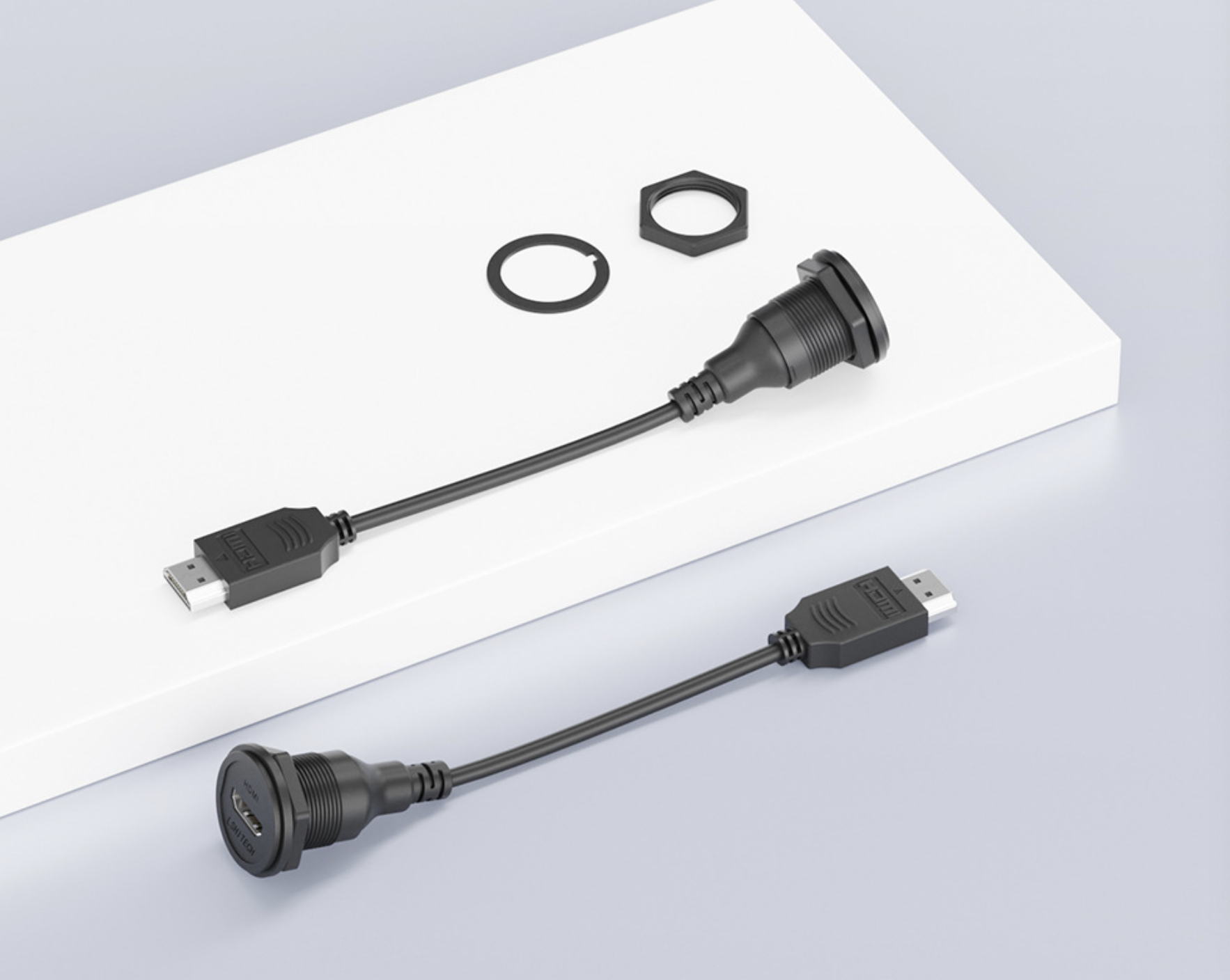 Two USB cables with connectors on a white surface