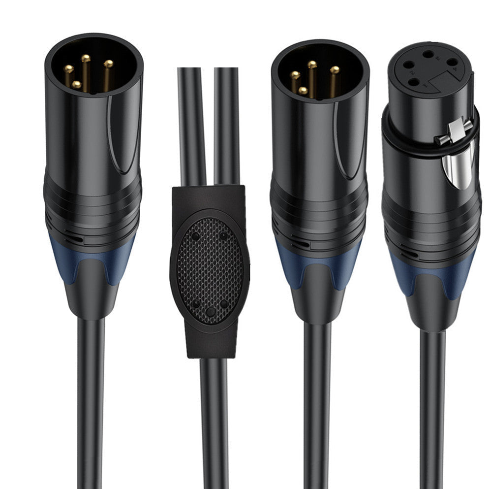 Close-up of 4 pin XLR connectors showing male and female ends with locking latch