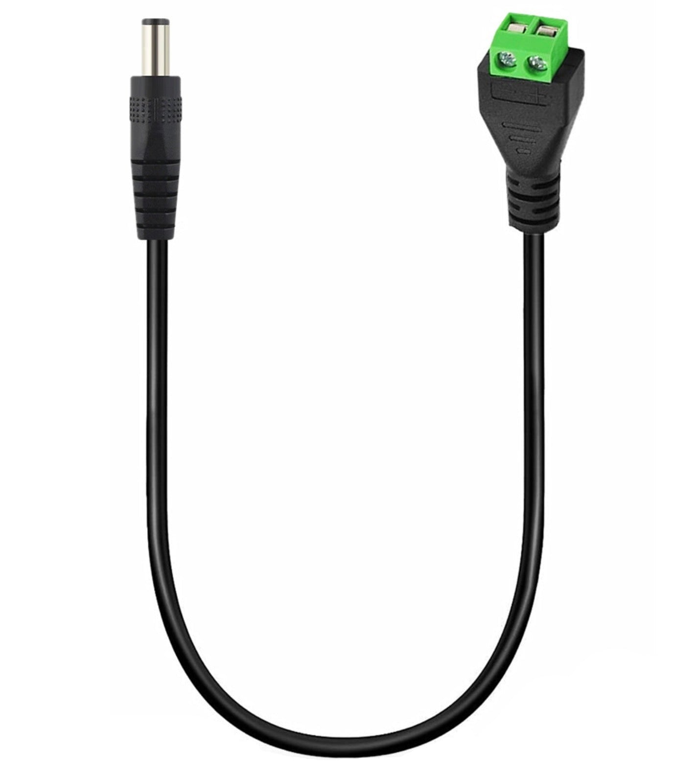 5.5mm x 2.5mm male DC power jack connector cable with terminal block adapter for LED strips and CCTV cameras