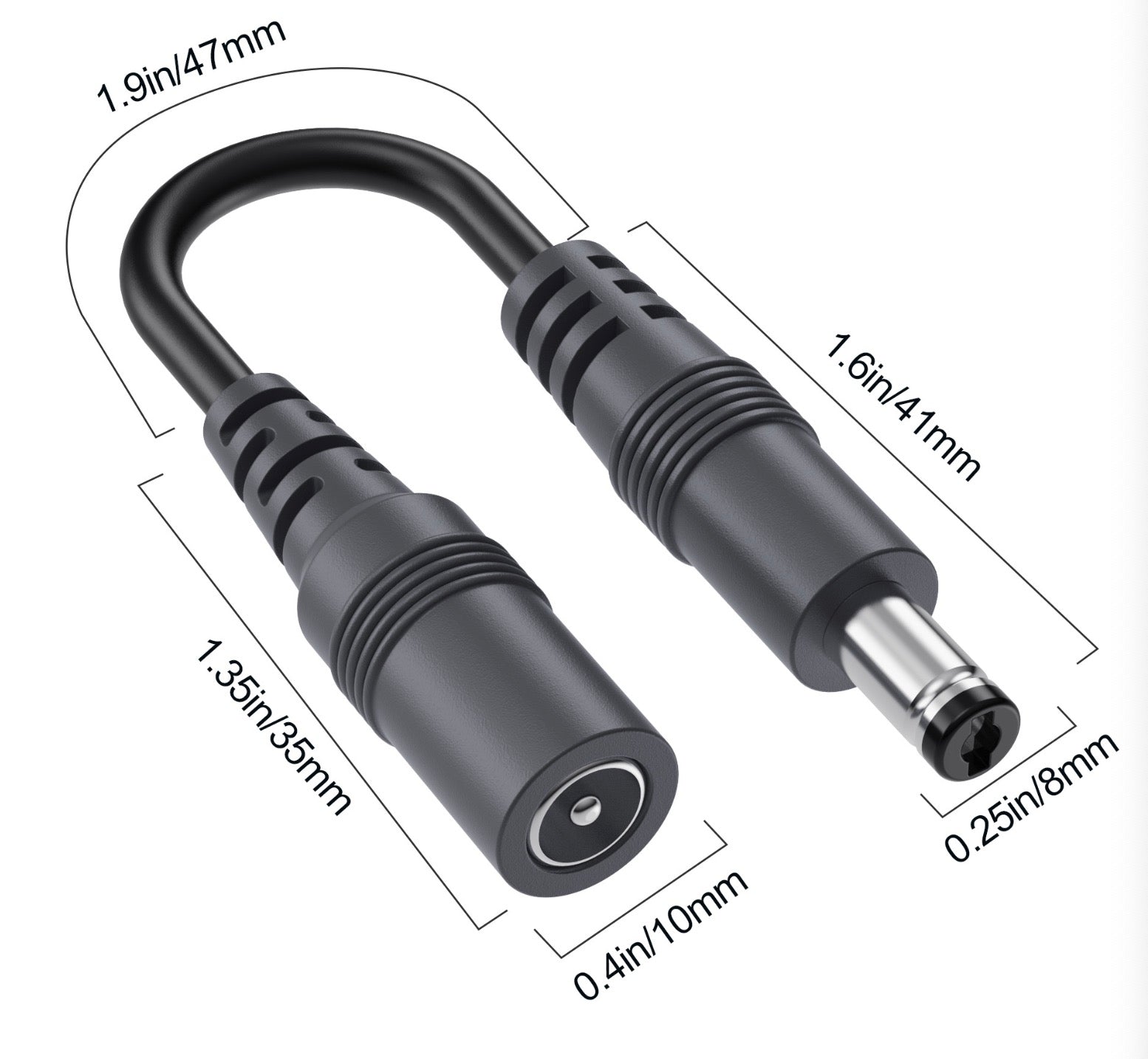 5.5mm x 2.1mm DC extension cable compatible with CCTV LED lighting and routers