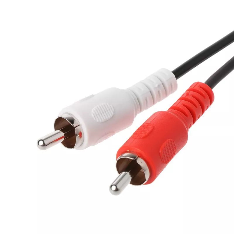 DIN to RCA stereo audio adapter cable with red and white phono connectors