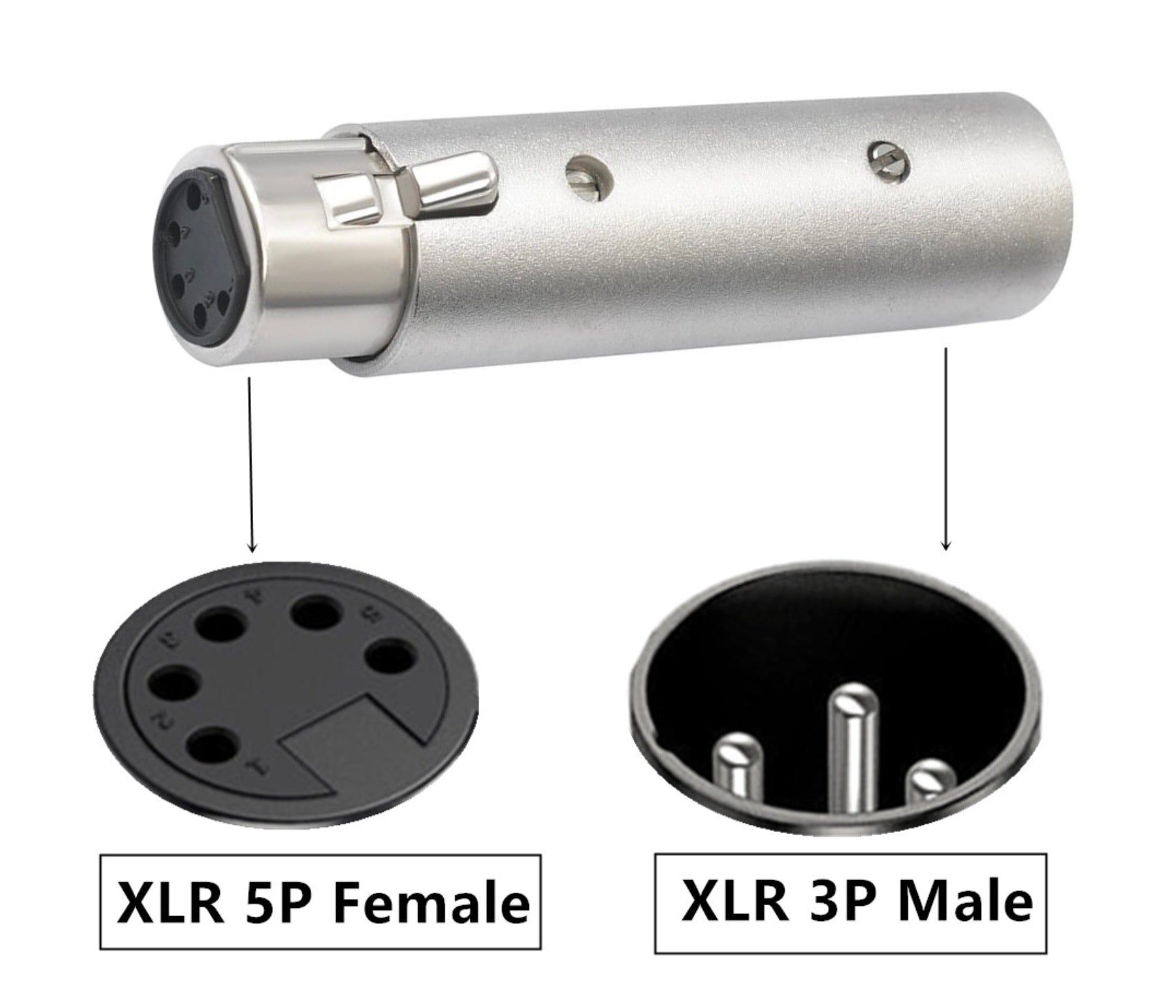 XLR connector with female and male parts on a white background