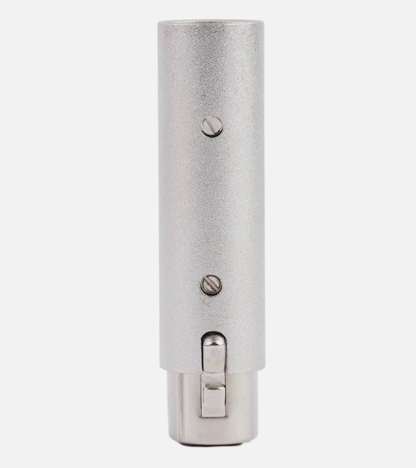 Metallic cylindrical object with screws on a white background
