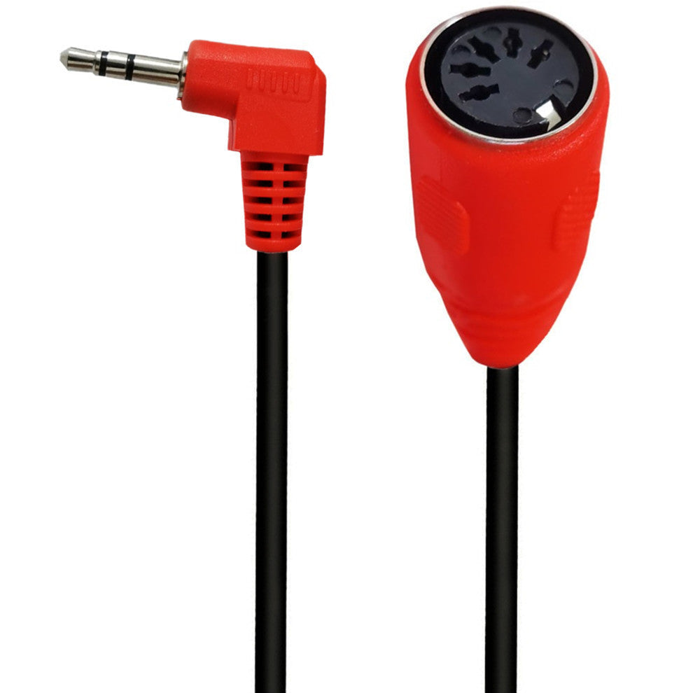Close-up of the 5-pin DIN female MIDI connector