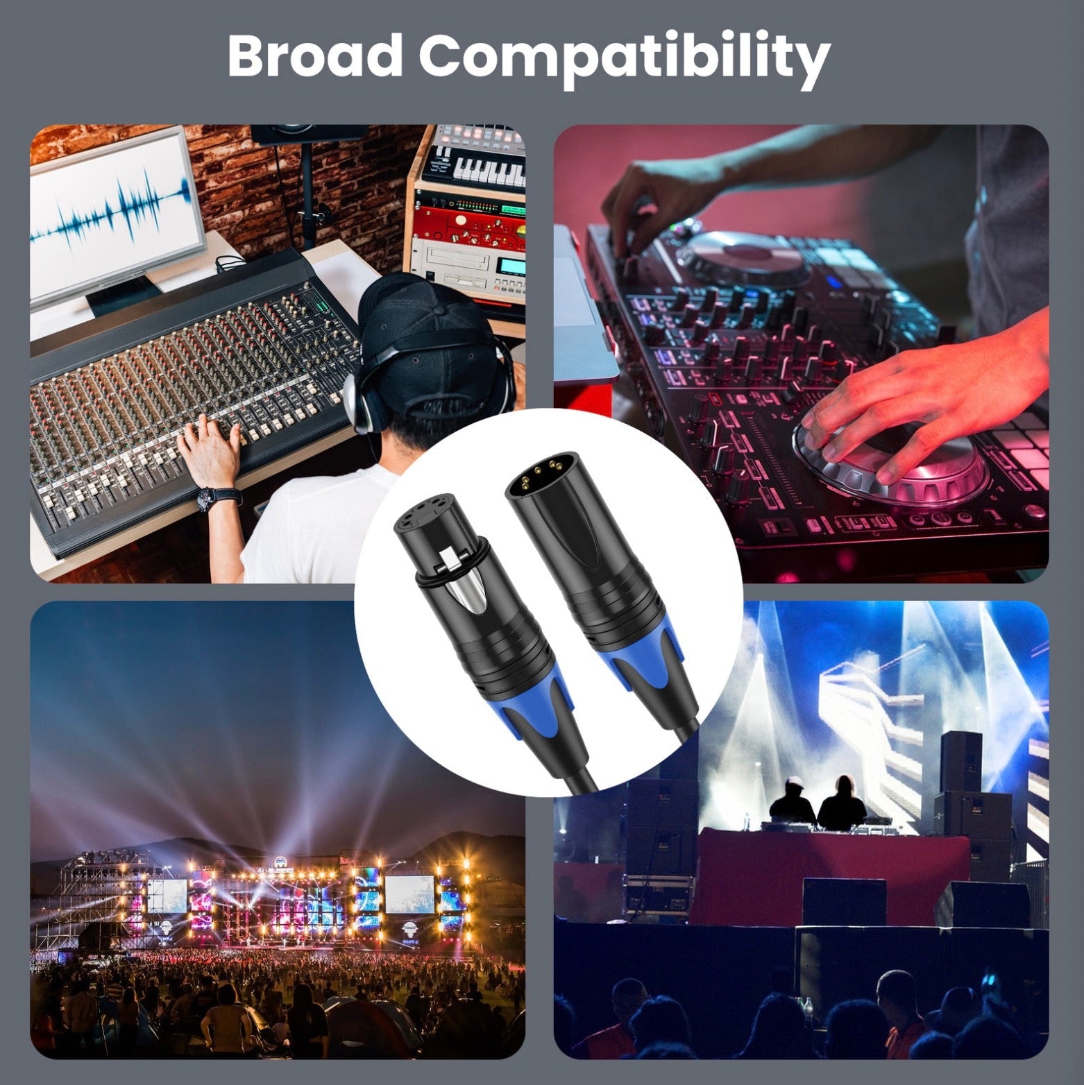 5 pin XLR DMX512 lighting cable compatible with moving heads PAR lights and spotlights