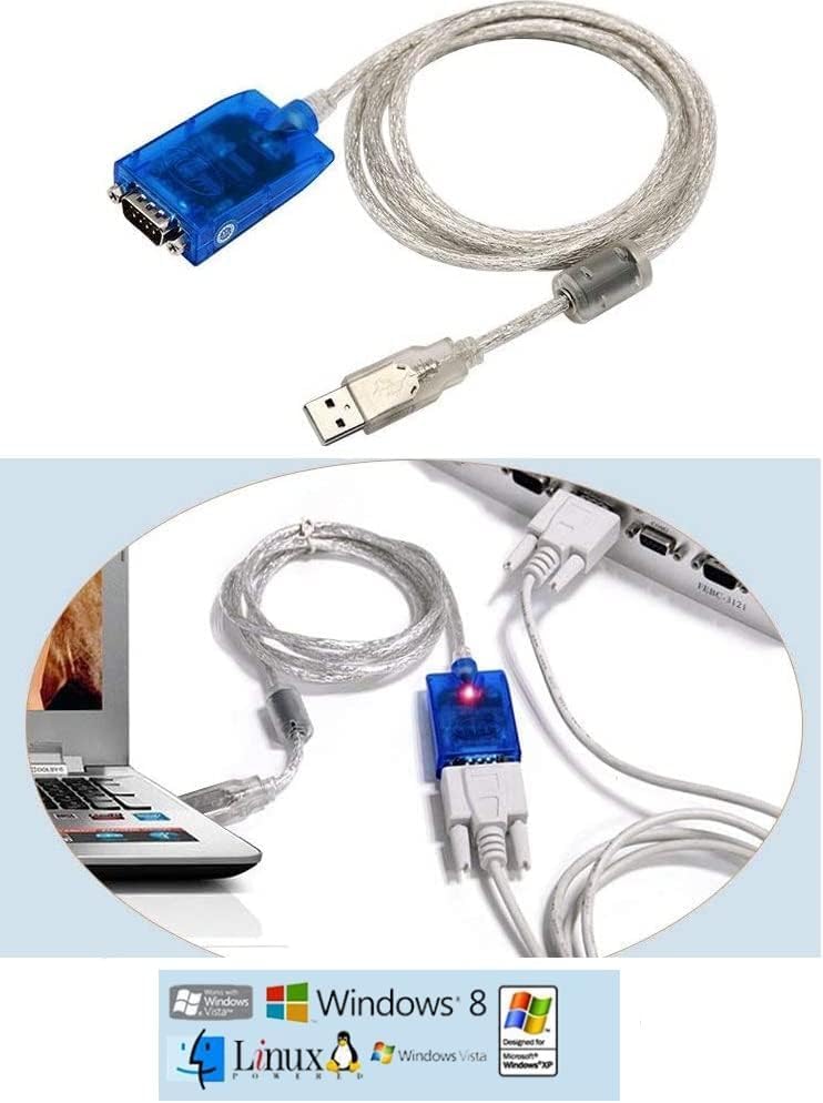 USB to RS232 Serial Adapter Cable DB9 Male USB 2.0 1.5m