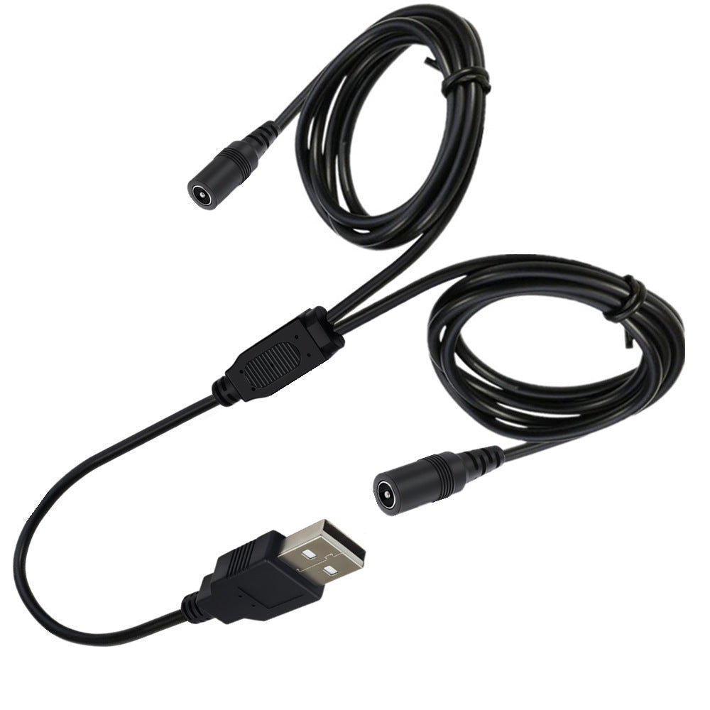 USB to dual DC 5.5x2.1mm 5V 3A power splitter cable 