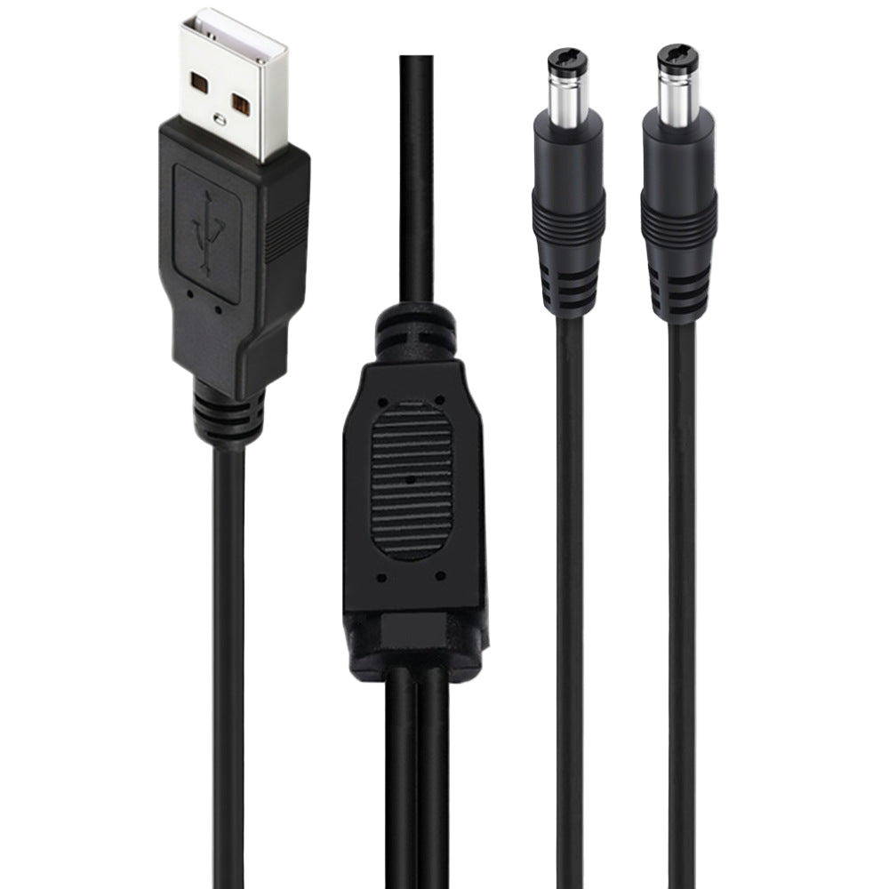 Black USB cable with connectors on a white background
