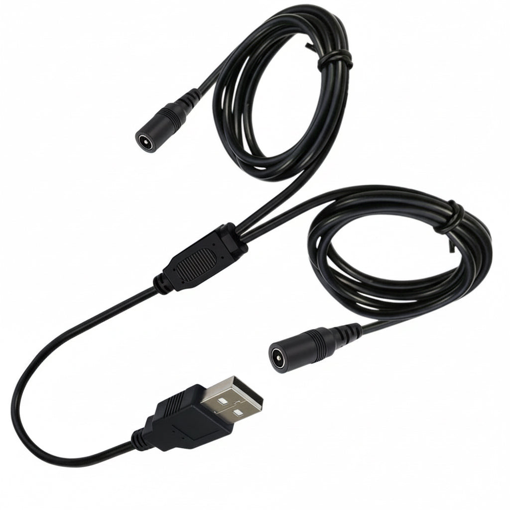 USB to dual DC 5.5x2.5mm female power cable