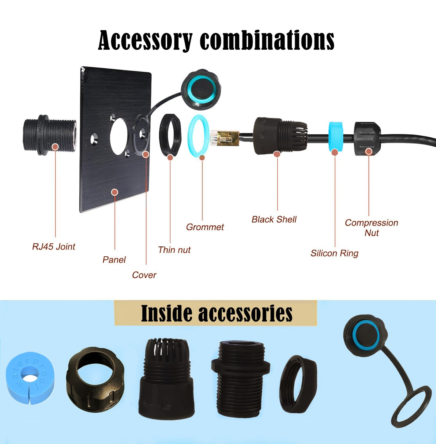 RJ45 Waterproof Coupler IP68 Shielded Ethernet Connector | M23 Cat5/5e/6 Outdoor LAN Cable Adapter