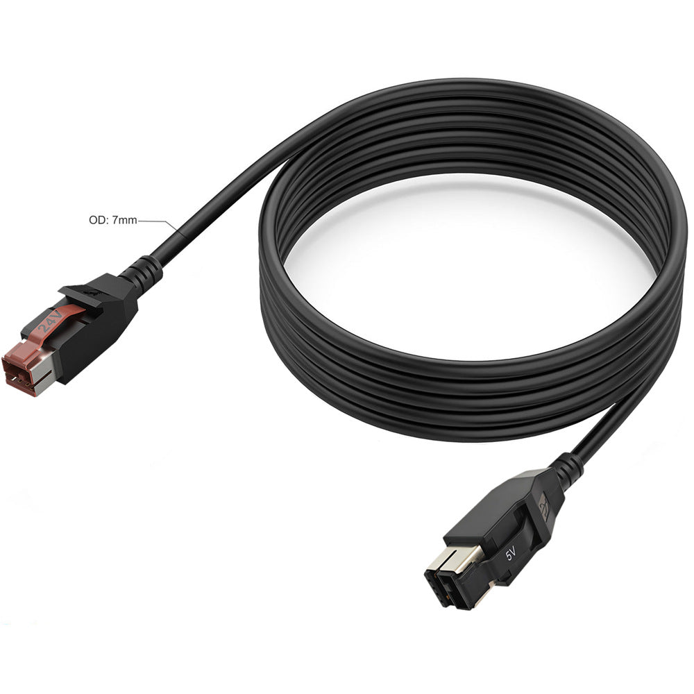 Black USB cable with connectors on a white background