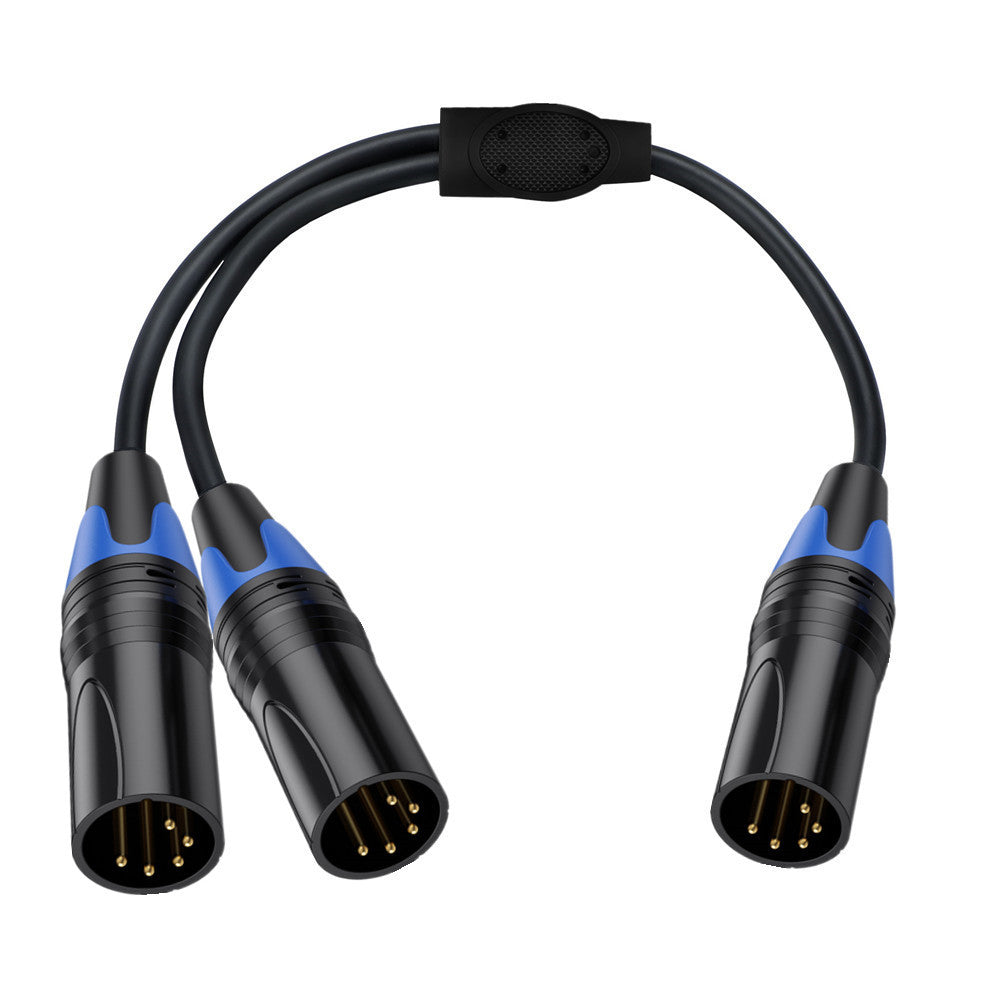 5 pin XLR DMX Y splitter cable 1 male to 2 male connectors 0.5m