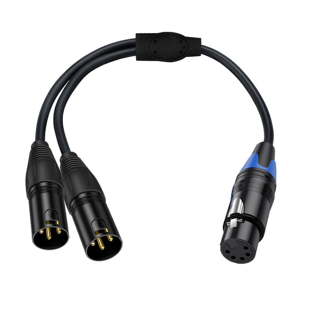 5 pin XLR female to dual 3 pin XLR male splitter cable 0.5m stereo audio