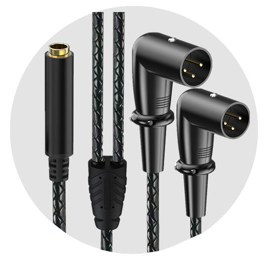 6.35mm TRS female to dual XLR male cable available in 0.5m, 1.8m and 3m