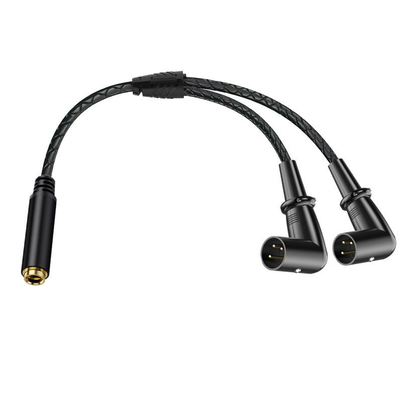 6.35mm TRS female socket with two right-angle 3-pin XLR male connectors