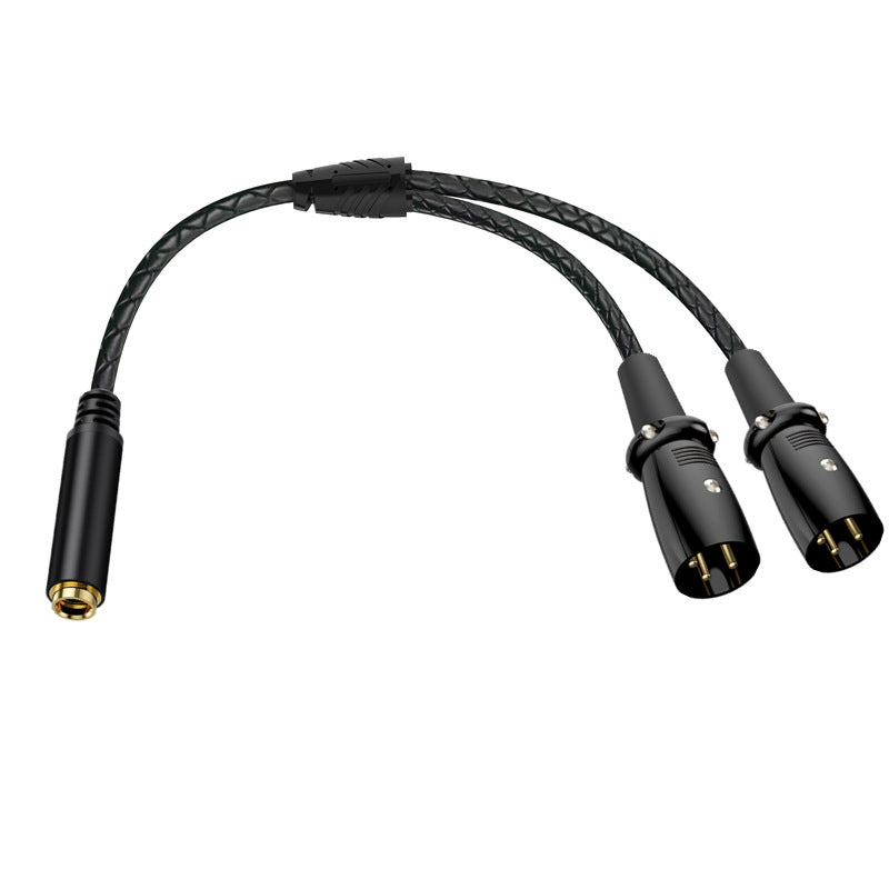 6.35mm TRS female socket with two straight 3-pin XLR male connectors