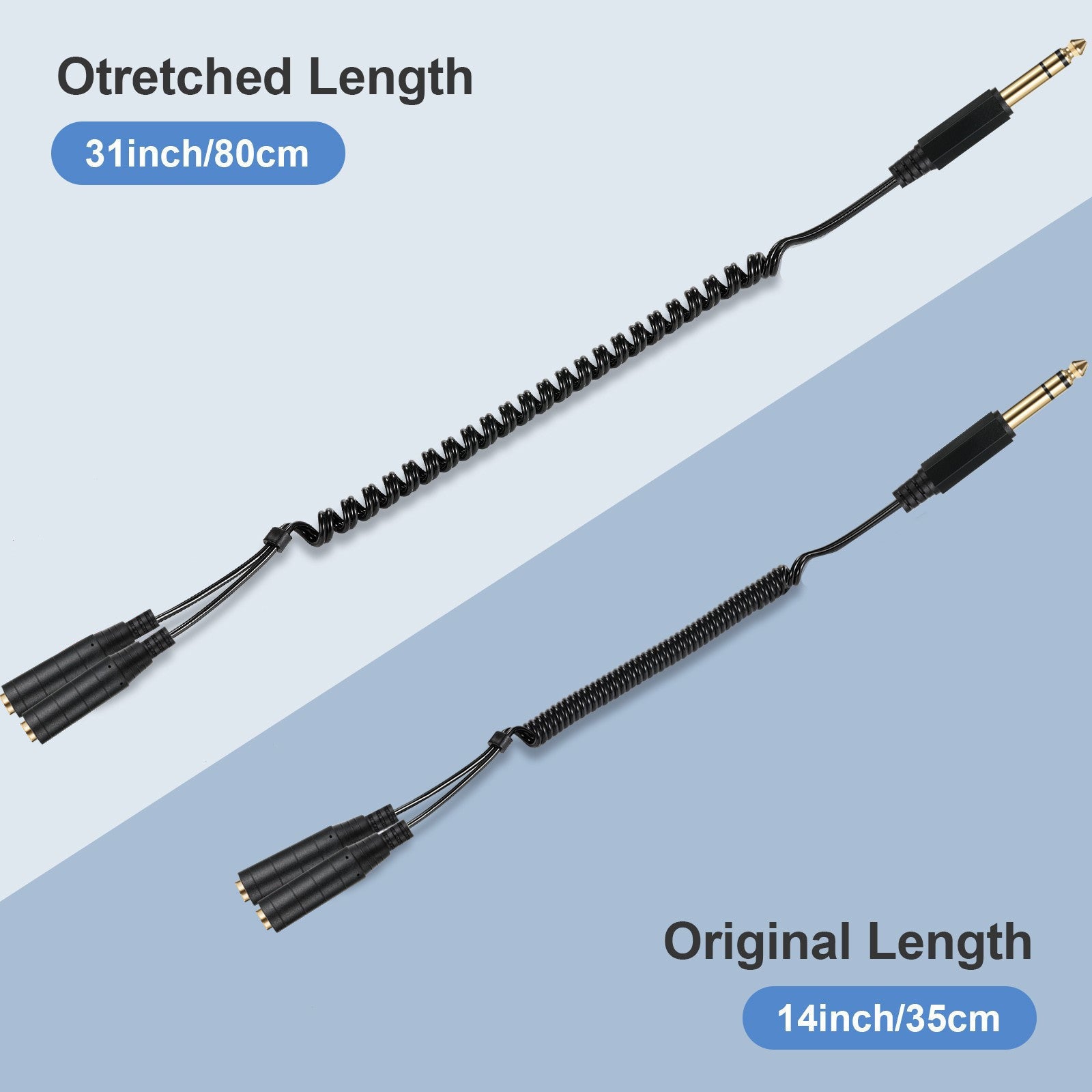 6.35mm TRS male to dual female jack Y splitter