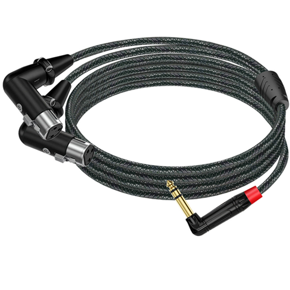 Braided 6.35mm TRS stereo to dual XLR female audio breakout cable