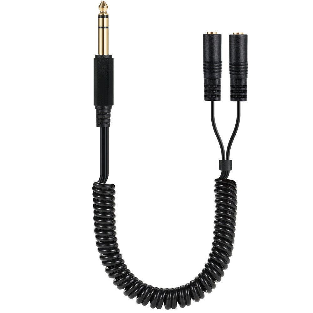 6.35mm male to dual 3.5mm female stereo Y splitter cable