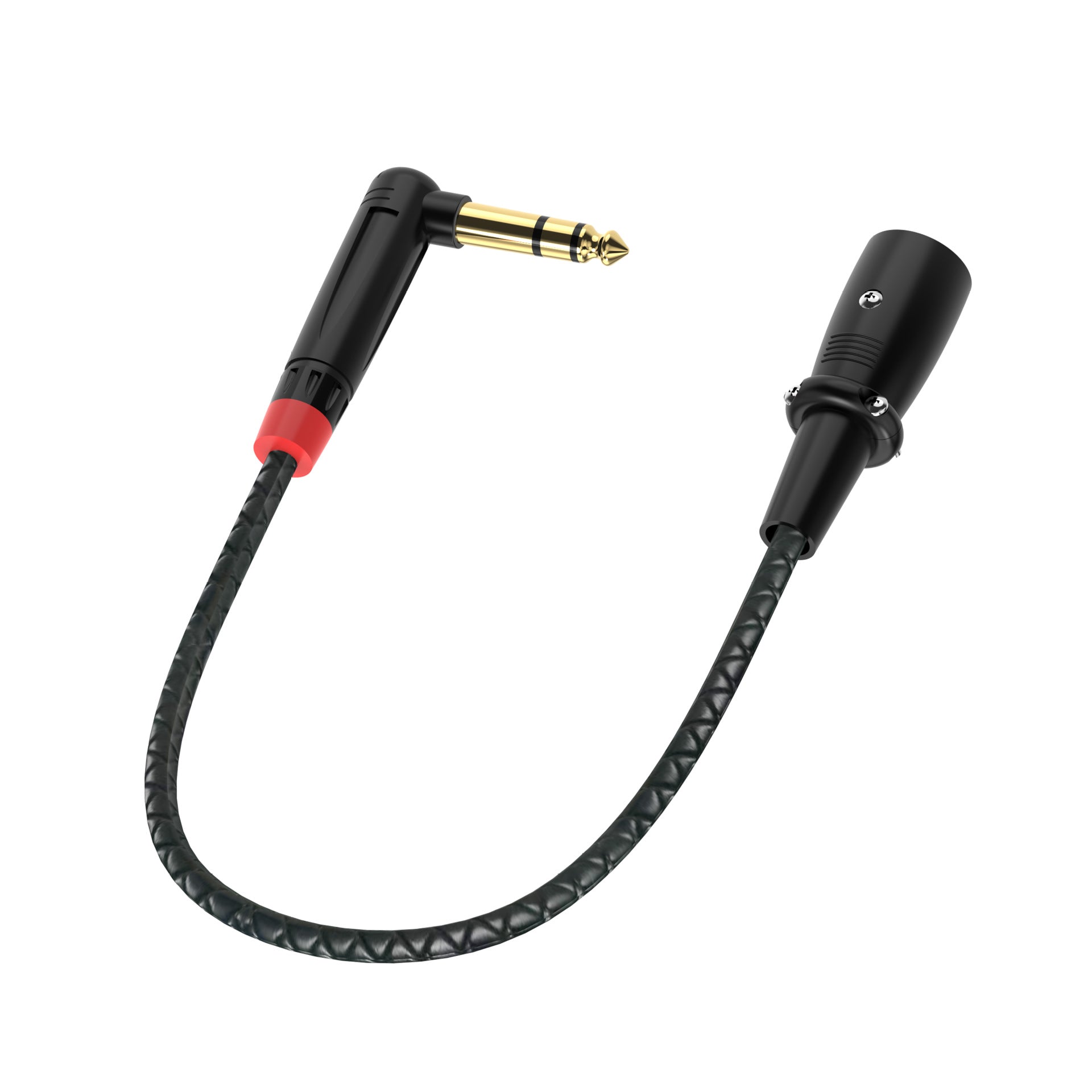 Gold-plated right-angle 6.35mm TRS male plug for balanced mono audio