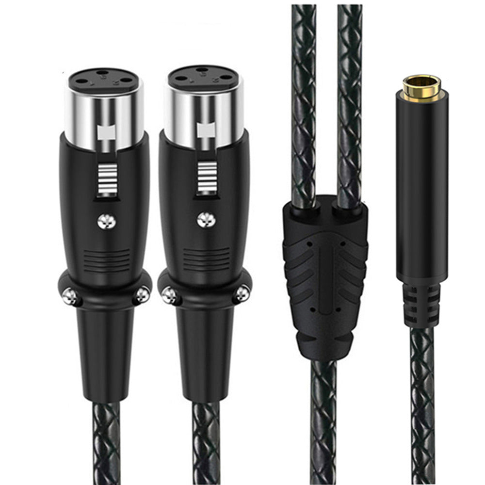 6.35mm TRS stereo female to dual 3-pin XLR female audio breakout cable