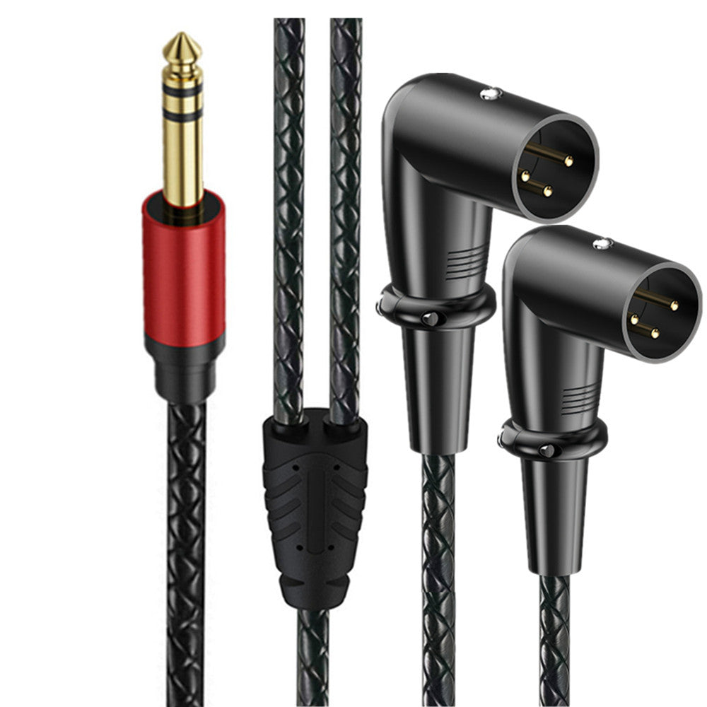 6.35mm TRS stereo male to dual right-angle XLR male audio breakout cable