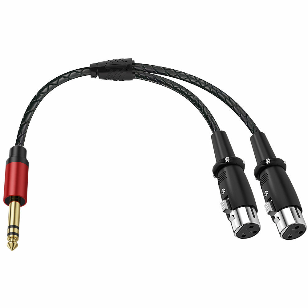 Straight 6.35mm TRS plug with two straight 3-pin XLR female connectors