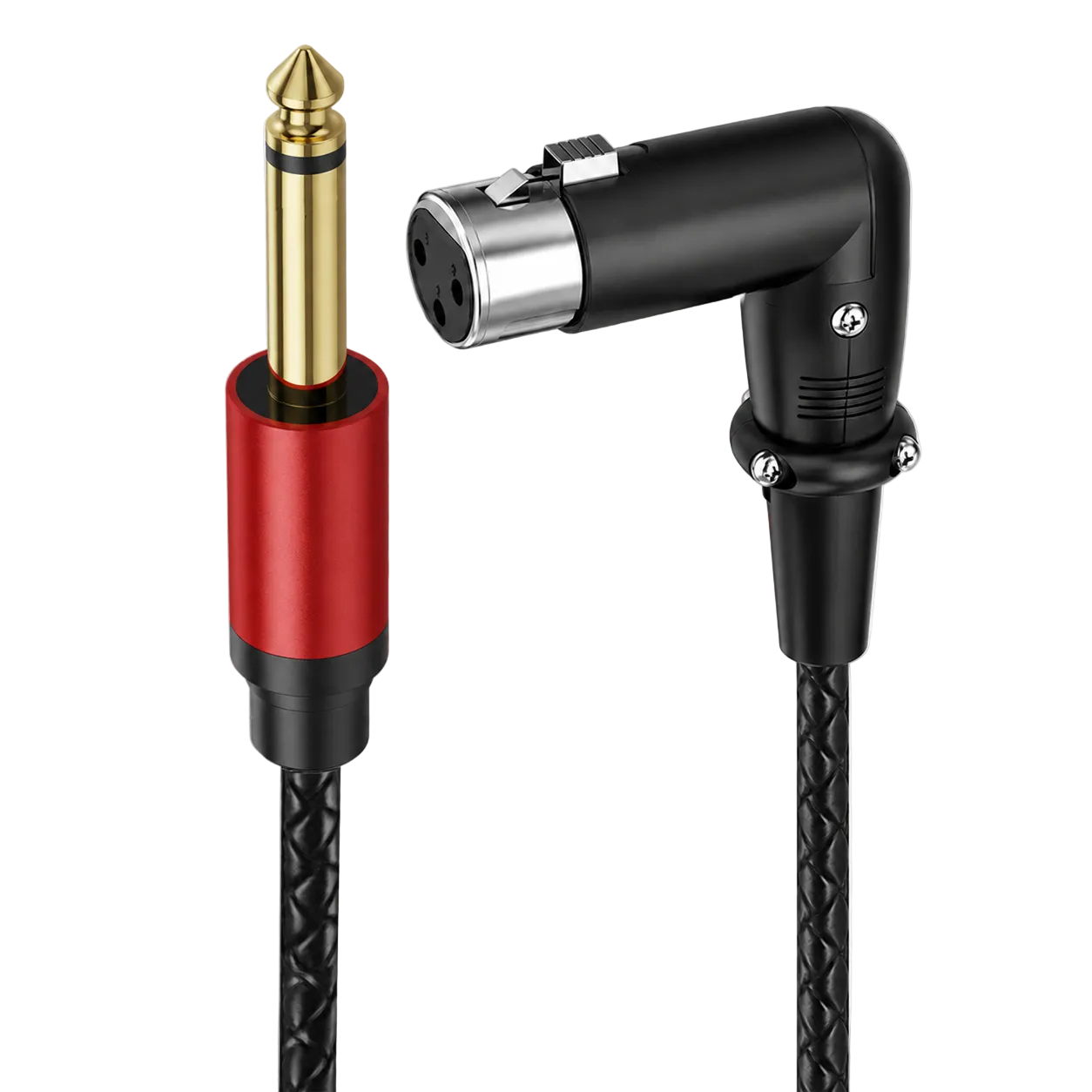 6.35mm TS mono male to right-angle XLR female audio cable