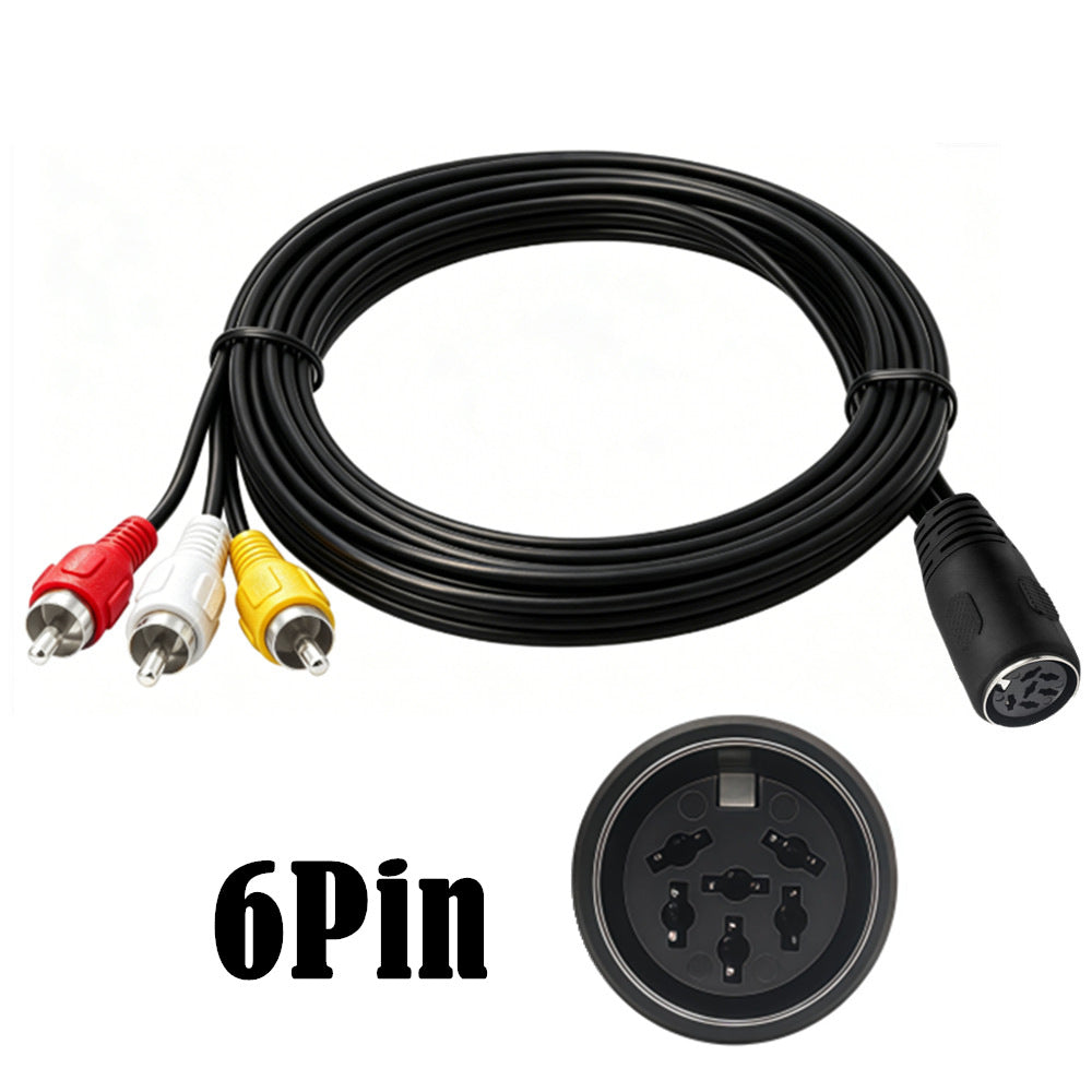0.5m 6-pin DIN female to 3 RCA male AV cable