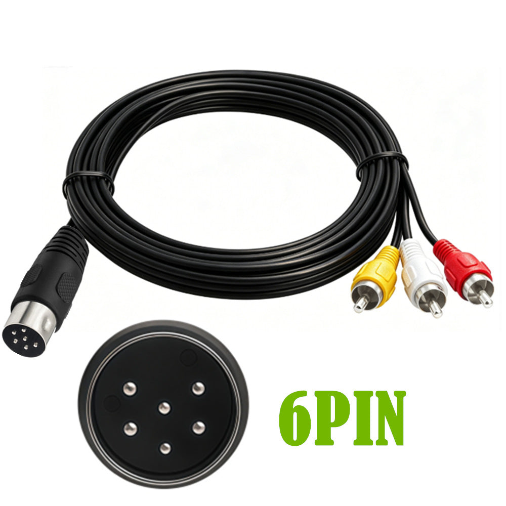 0.5m 6-pin DIN male to 3 RCA male AV cable