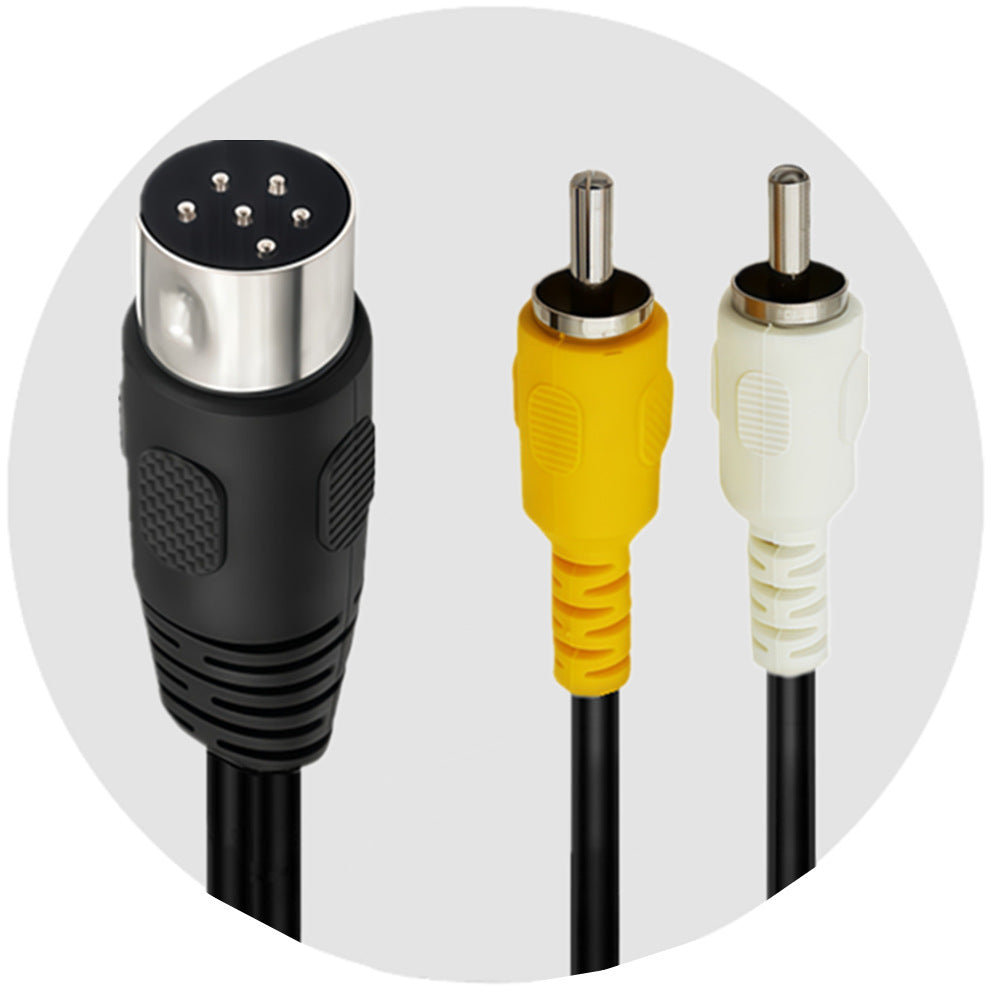 6-pin DIN cable with composite video and single-channel mono audio outputs