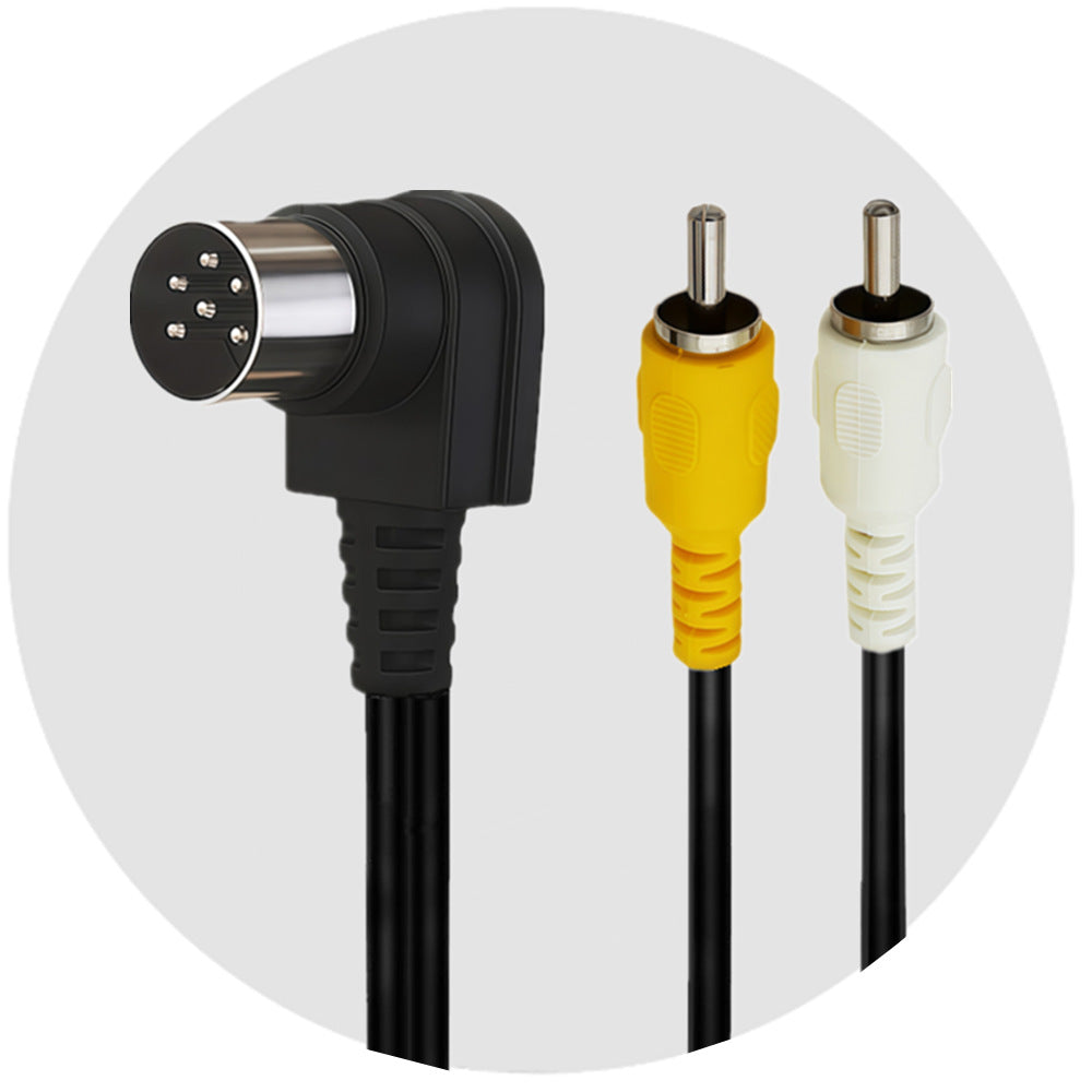 0.5m right-angle 6-pin DIN to dual RCA AV cable
