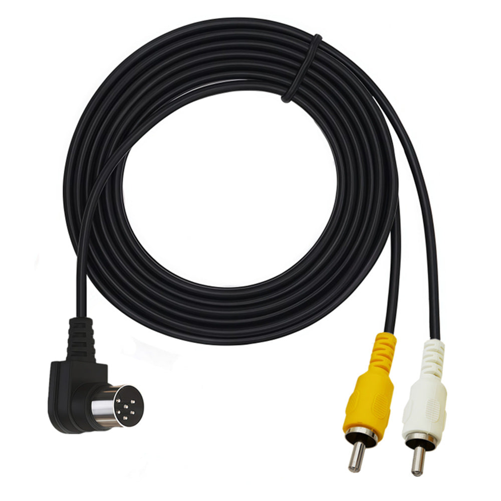 1.5m right-angle 6-pin DIN to dual RCA audio video cable